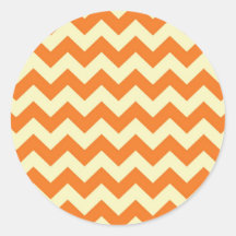 Orange Sahnezitrusfrucht-Zickzack Zickzack Stripes Runde Aufkleber