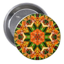 Orange Schönheitscollagen-Mandala - Knopf Buttons