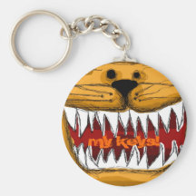 Orange Tabby-Miezekatze-humorvoller scharfe Zahn-K Schlüsselbänder