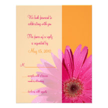 Orange u. rosa Gerbera-Gänseblümchen-Hochzeits-War Personalisierte Ankündigungskarten