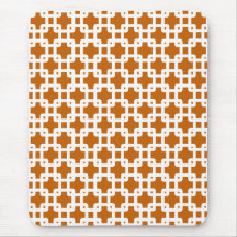 Orange u. weißes Quadrat-Muster Mousepad