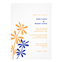 Orange und blaue Hochzeits-Einladungen