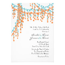 Orange und blaue wulstige Hochzeits-Einladung
