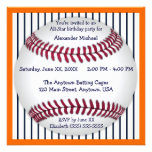 Orange und blaues Pinstripes-Baseball-Geburtstags- Personalisierte Einladungen