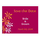 Orange und Fuchsien-Save the Date Postkarten