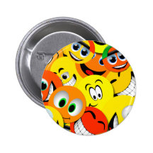 ORANGE UND GELBE SMILEY-COLLAGE BUTTONS