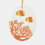 Orange und gelbe tropische Koralle und Angelfish Weihnachtsornament