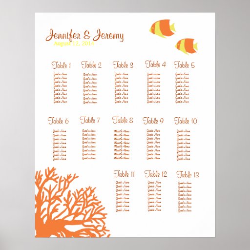 Orange und gelbes tropisches Fisch-Sitzplatz-Diagr Plakatdruck