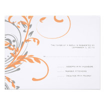 Orange und graues doppeltes Blumenhochzeit UAWG einladungen
