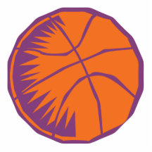 orange und lila Basketballgraphik Fotostatue
