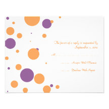 Orange und lila Polka-Punkt-Hochzeit UAWG Individuelle Ankündigskarten