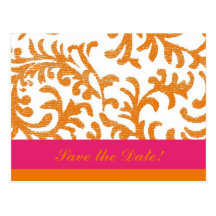 Orange und rosa Blumenmuster Postkarten