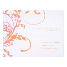 Orange und rosa doppeltes Blumenhochzeit UAWG Einladungen