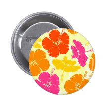 Orange und rosa Hibiskus-Muster Anstecknadel