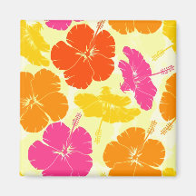 Orange und rosa Hibiskus-Muster Kühlschrankmagnete