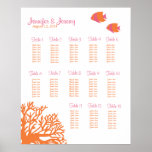 Orange und rosa tropisches Fisch-Sitzplatz-Diagram Posterdrucke