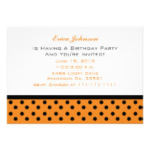 Orange und schwarze Polka-Punkt-Party Einladungen