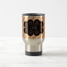 Orange und weißer gestreifter Monogramming Umbau Kaffee Tassen