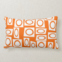 Orange und weißes Spaß-Kreis-Quadrat-Muster Kissen