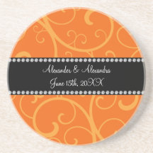 Orange Wirbels-Gastgeschenke Hochzeit Getränke Untersetzer