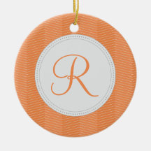 OrangeMonogram dünnes Zickzack Muster Ornamente