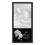 Orchidee auf Schwarz-gerade verheirateter Hochzeit Photo Grußkarte