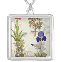 Orchidee u. Fumitory oder Herz-Hedera u. Iris Personalisierte Halskette