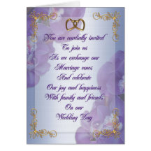 Orchideen-Goldherzen der Hochzeitseinladung lila Karte