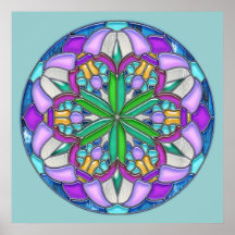 Orchideen-Kreis in Kunst Nouveau Buntglas Plakat