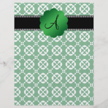 Ornamentalmuster Herzen des Monogramms grünes Bedruckte Flyer