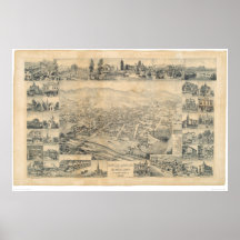 Ost-Los Angeles, panoramische Karte 1888 (0900A) C Posterdrucke