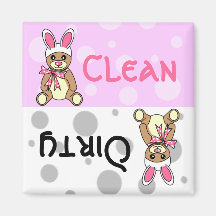 Ostern-Teddybär-sauberer schmutziger Spülmaschinen Magnete