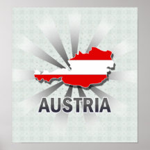 Österreich-Flaggen-Karte 2,0 Plakatdruck