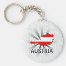 Österreich-Flaggen-Karte 2,0 Schlüsselanhänger