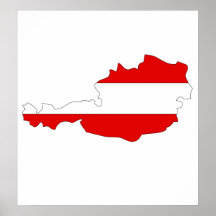 Österreich-Flaggen-Karte Größengleich Posterdrucke
