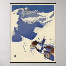 Österreich-Skihäuschen in den Alpen Posterdrucke