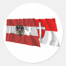 Österreich u. Wien wellenartig bewegende Flaggen Sticker
