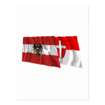 Österreich u. Wien wellenartig bewegende Flaggen Postkarten