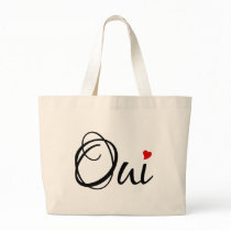 Oui, yes, French word art with red heart taschen