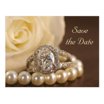Ovaler Diamant-Ring, der Save the Date Postkarte W