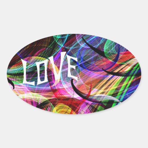Ovaler Liebe-Regenbogen-Spritzen-Aufkleber