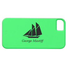 Ozean Glow_Black-on-Green Scherer Ship_personalize iPhone 5 Hülle