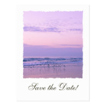 Ozean-Sonnenaufgang-Strand-Hochzeit Save the Date Postkarten