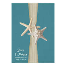 Ozeanaquamarine Leinwand-und Starfish-Strand-Hochz Individuelle Einladungen