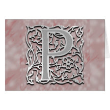 P Monogram "Silver Stone" Note Card Greeting Card