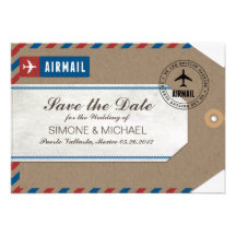 Packpapier-Luftpost-Gepäck-Umbau Save the Date Personalisierte Ankündigungskarte