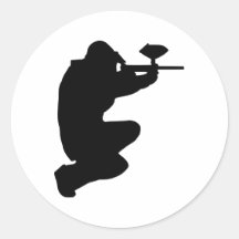 Paintballspieler Runder Sticker