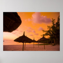 Palapa Art-Strandhütten am Sonnenaufgang, Schönhei Posterdrucke