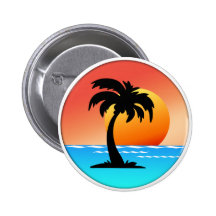 Palme-Sonnenuntergang Anstecknadelbuttons