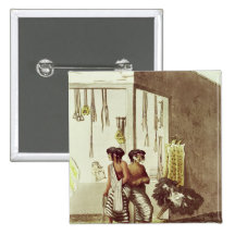 Pampa-amerikanischer Ureinwohner an einem Speicher Button